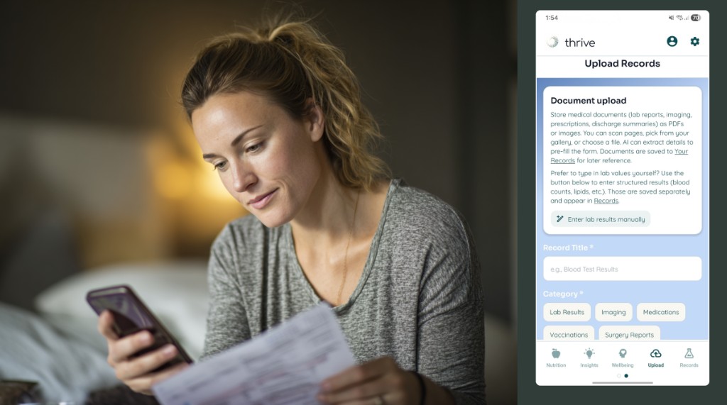 Upload health records and blood panels